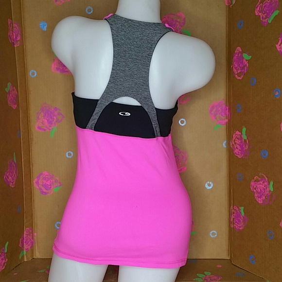 Champion Sports Bra Fitted Tank Hot Pink & Black M - Picture 4 of 9